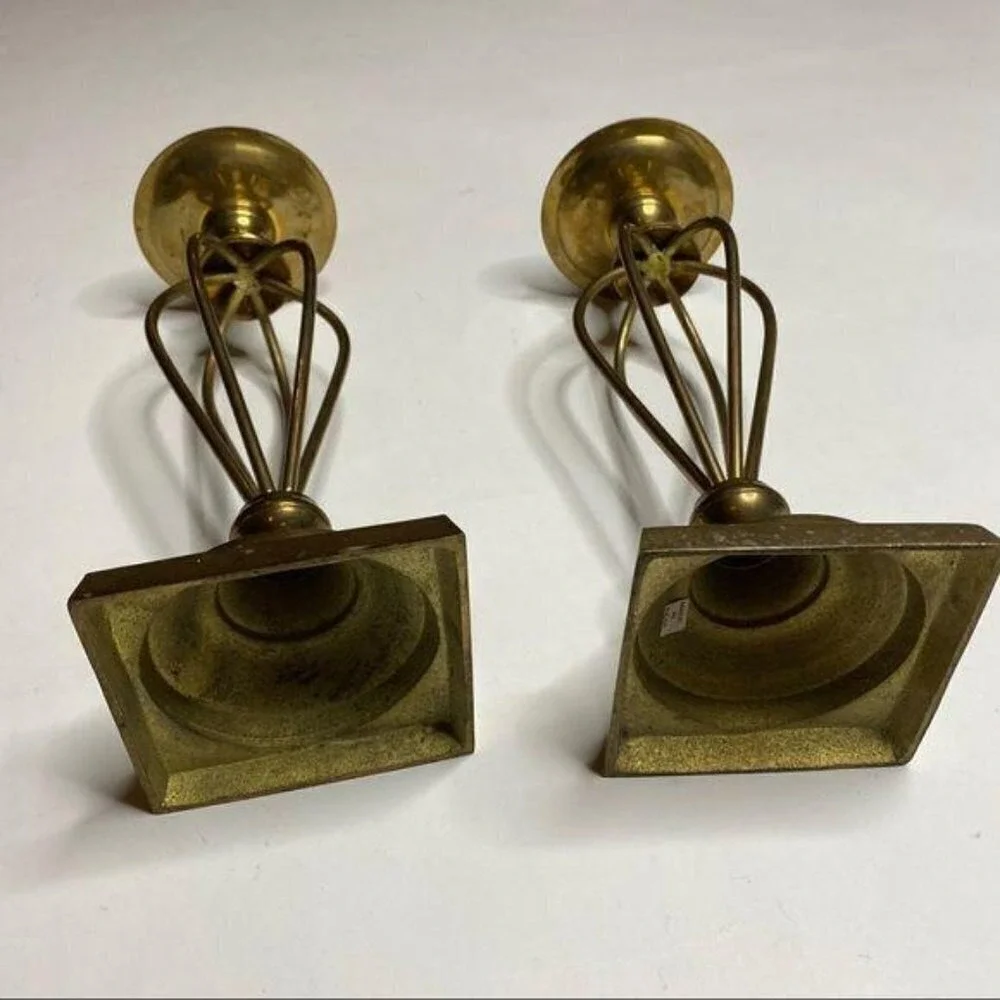 Vintage Brass India Candle Holders Metal Pedestal Gothic‎ Rustic Castlecore Tall